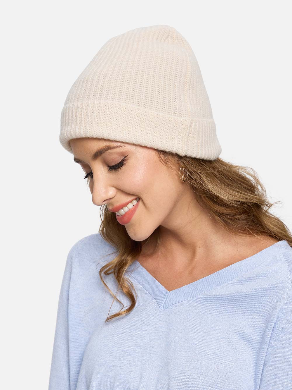 Beige Cashmere Beanie