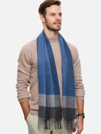 Blue Gray Basic Mens Cashmere Scarf