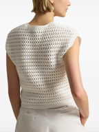 RALPH LAUREN WOMEN Big Pony Crocheted Cotton Jumper White