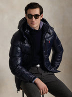 Glossy Ripstop Down Jacket Blue