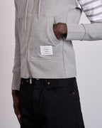 Thom Browne Classic Loopback 4 Bar Zip Hoodie Light Grey
